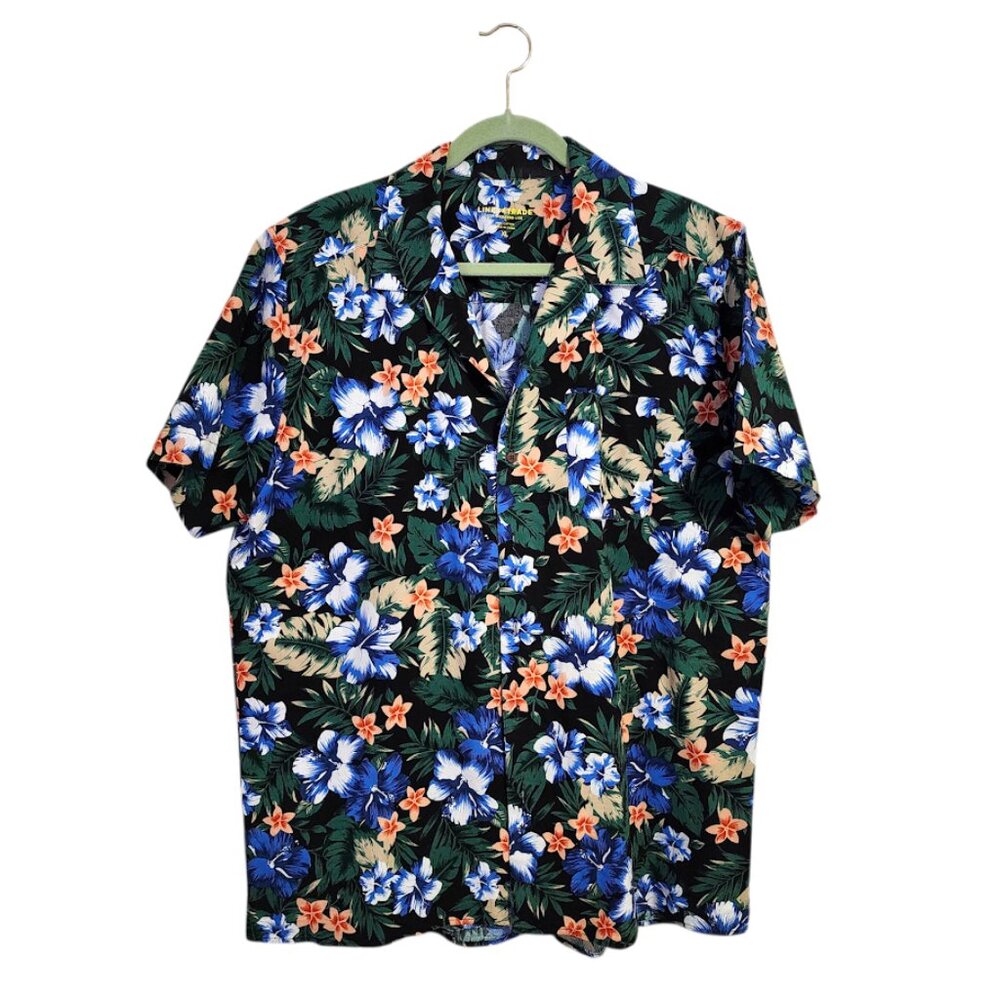 LINE OF TRADE Hawaiian floral button‎ front short sleeve shirt XL